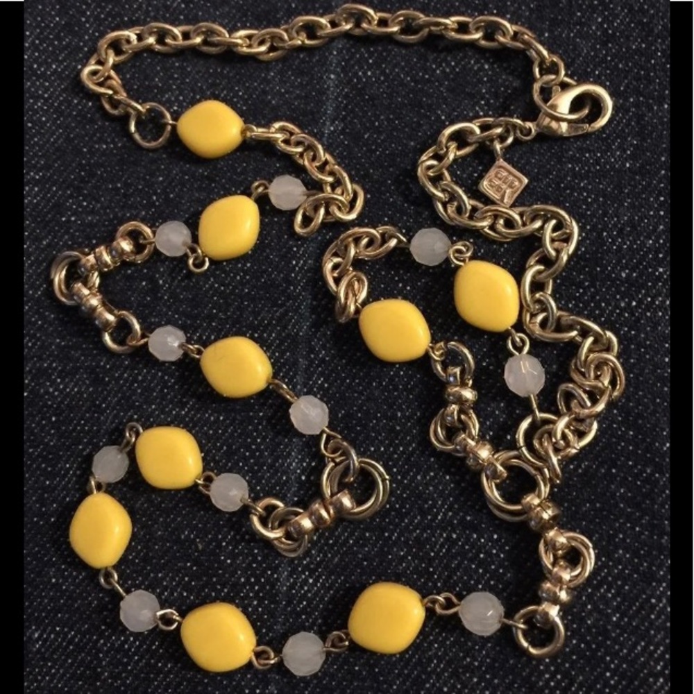BANANA REPUBLIC Gold Tone & Yellow Bead Necklace
